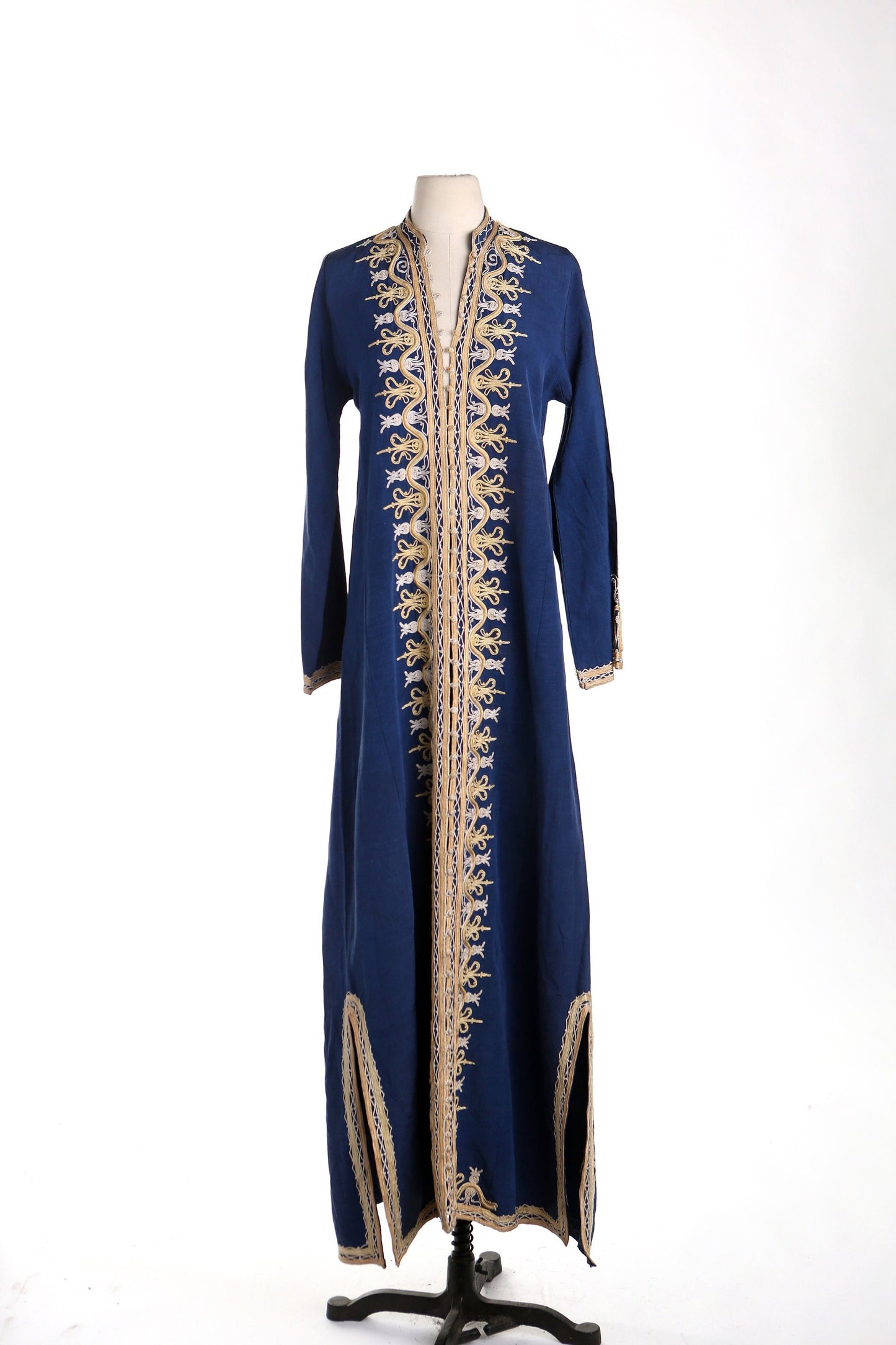 Vintage kaftan embroidered tunic dress blue mohamed wahba pakistanic middle eastern