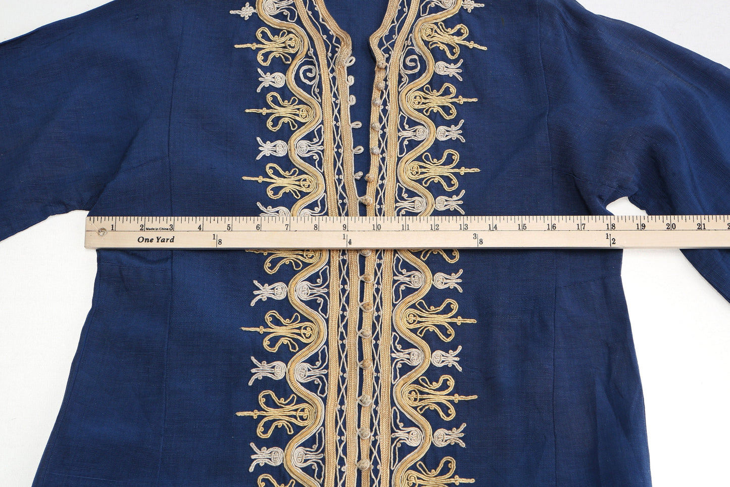 Vintage kaftan embroidered tunic dress blue mohamed wahba pakistanic middle eastern