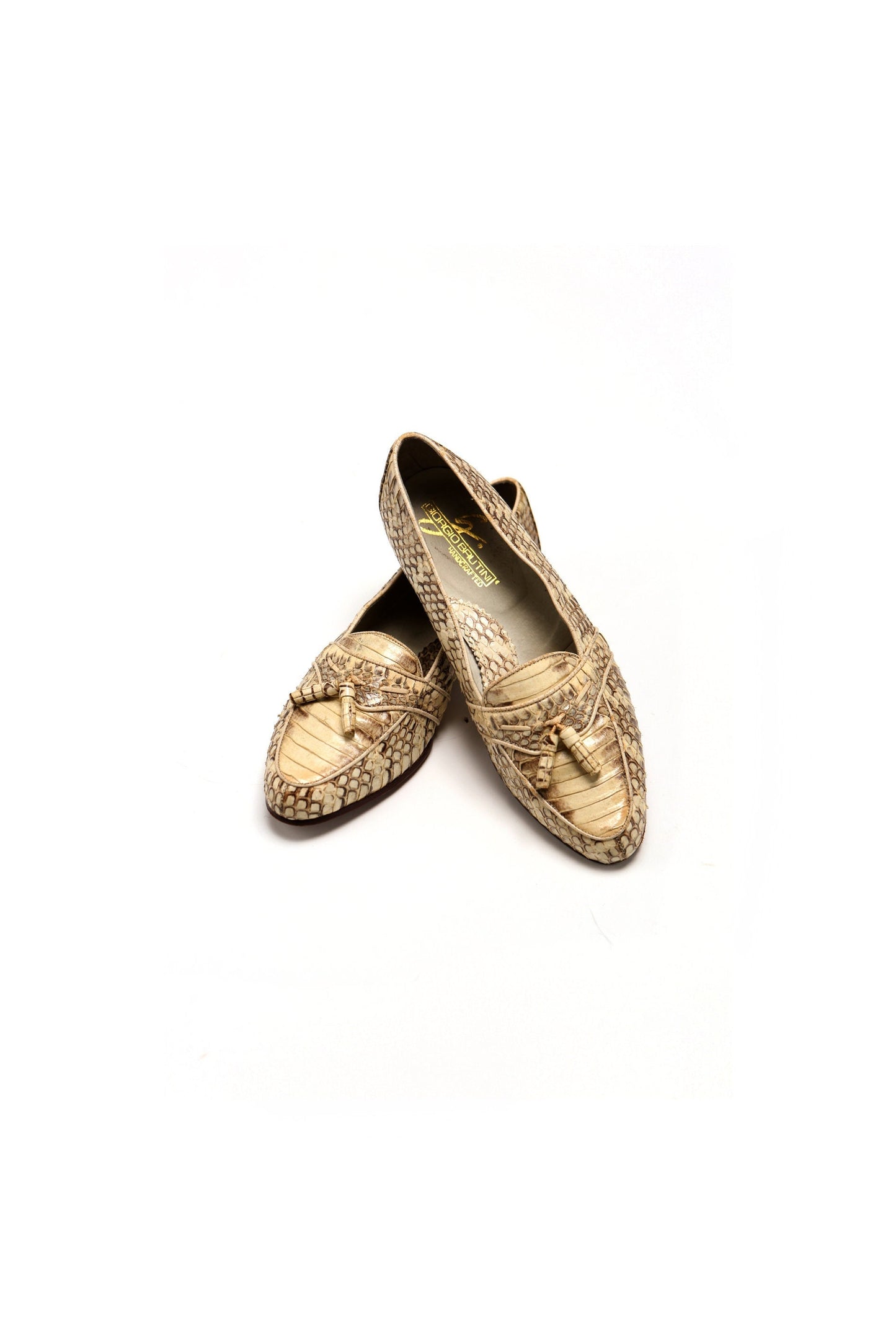 Vintage men loafer shoes / snakeskin / beige mod 90's / giorgio brutini