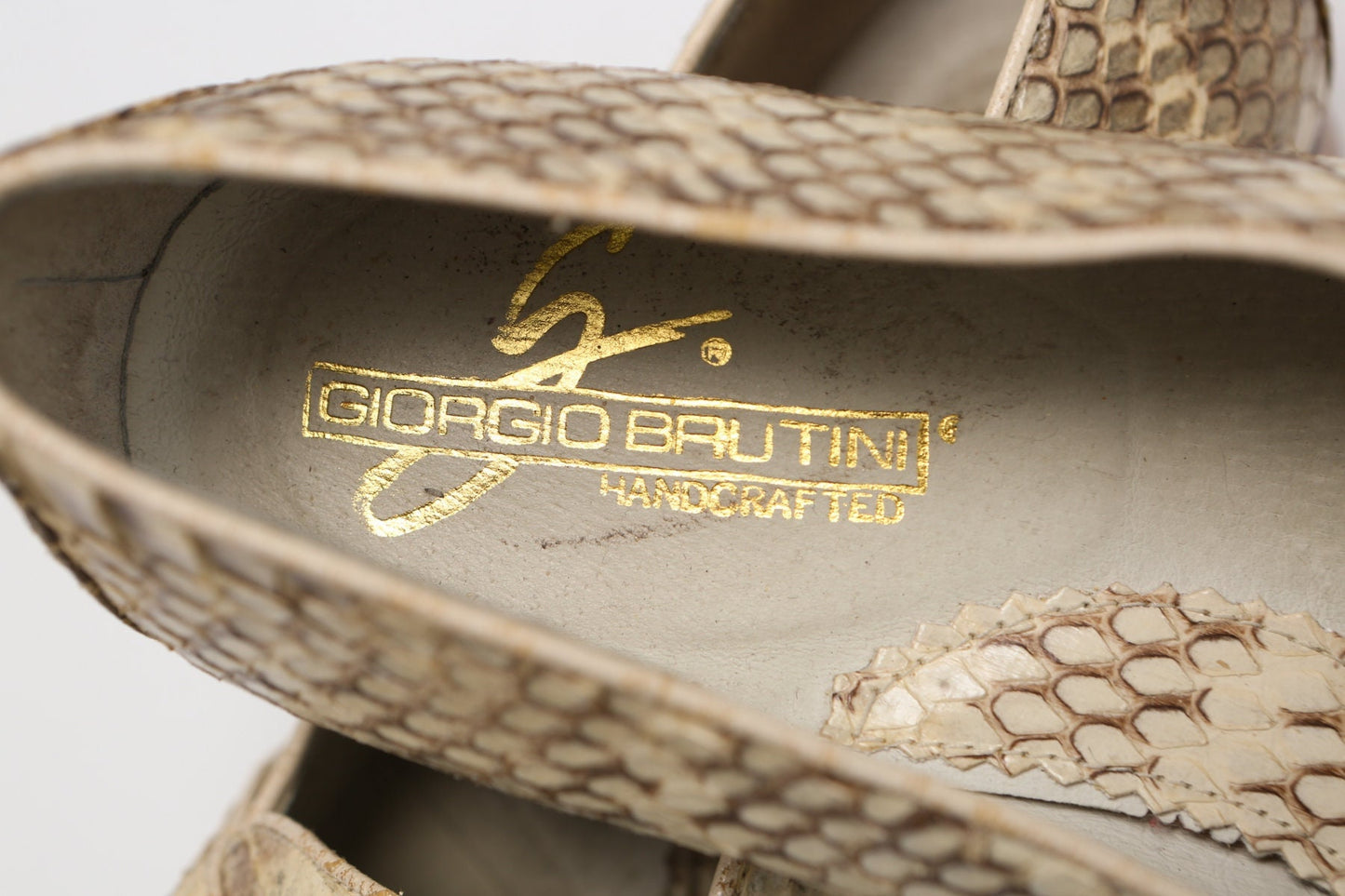 Vintage men loafer shoes / snakeskin / beige mod 90's / giorgio brutini