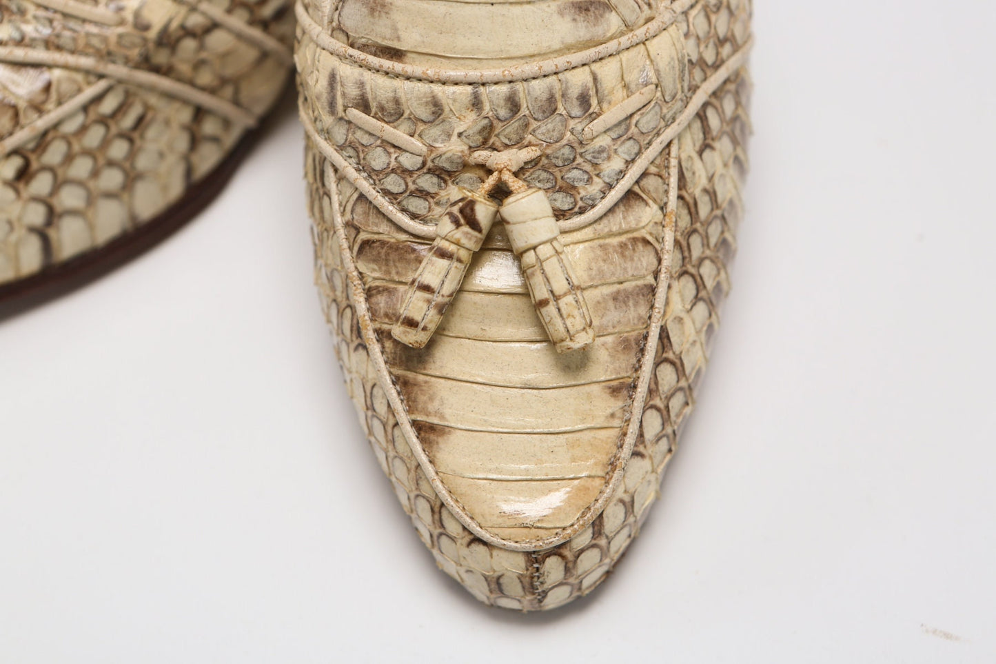 Vintage men loafer shoes / snakeskin / beige mod 90's / giorgio brutini
