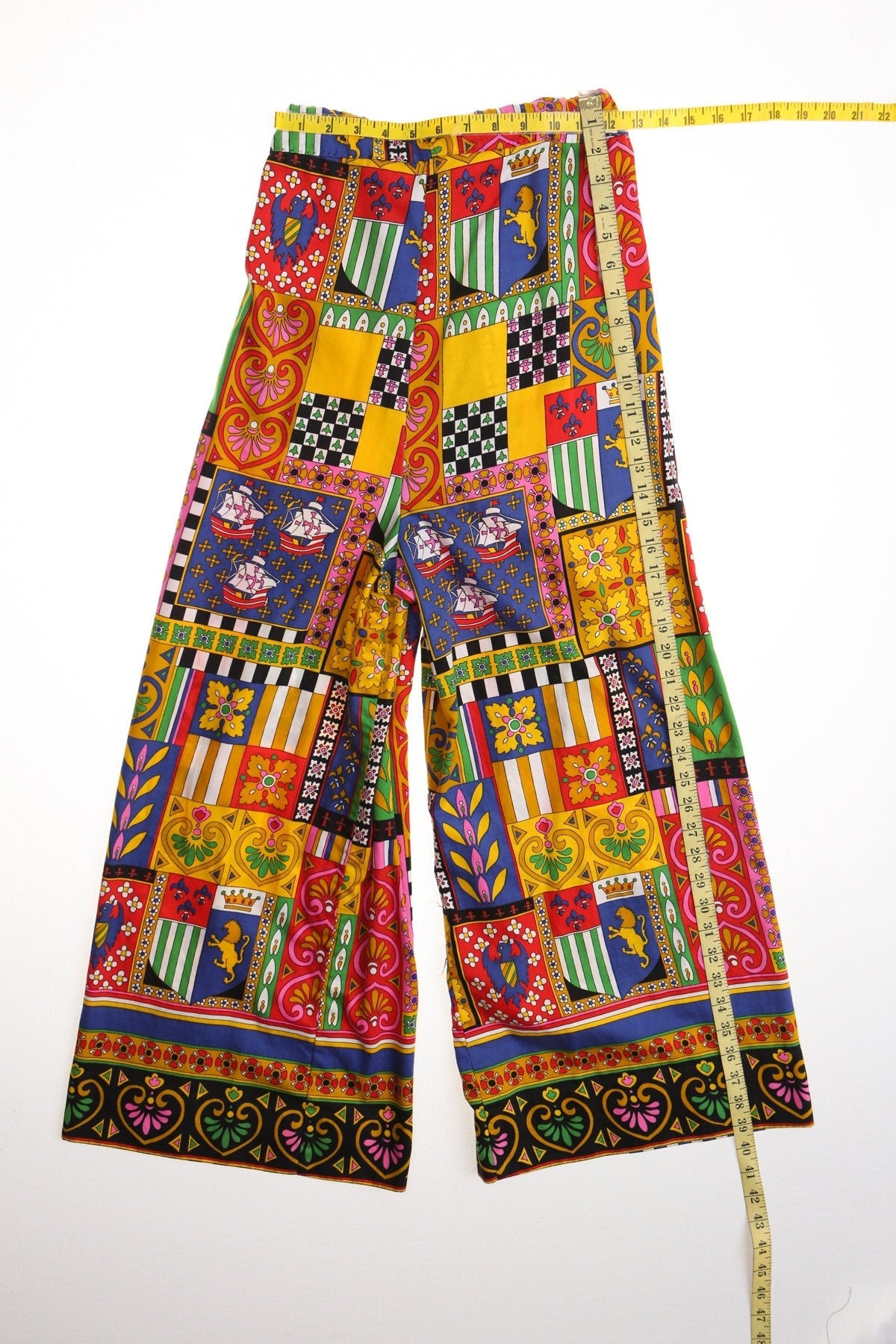 Vintage 70's hippie patchwork print yellow floral women boho strap