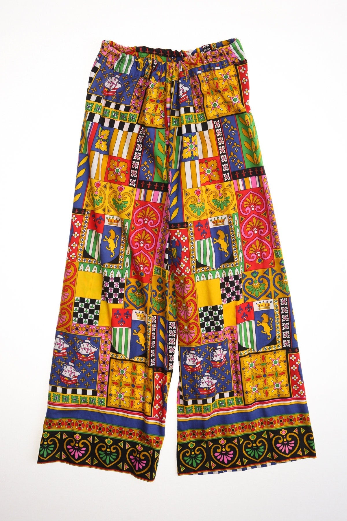 Vintage 70's hippie patchwork print yellow floral women boho strap