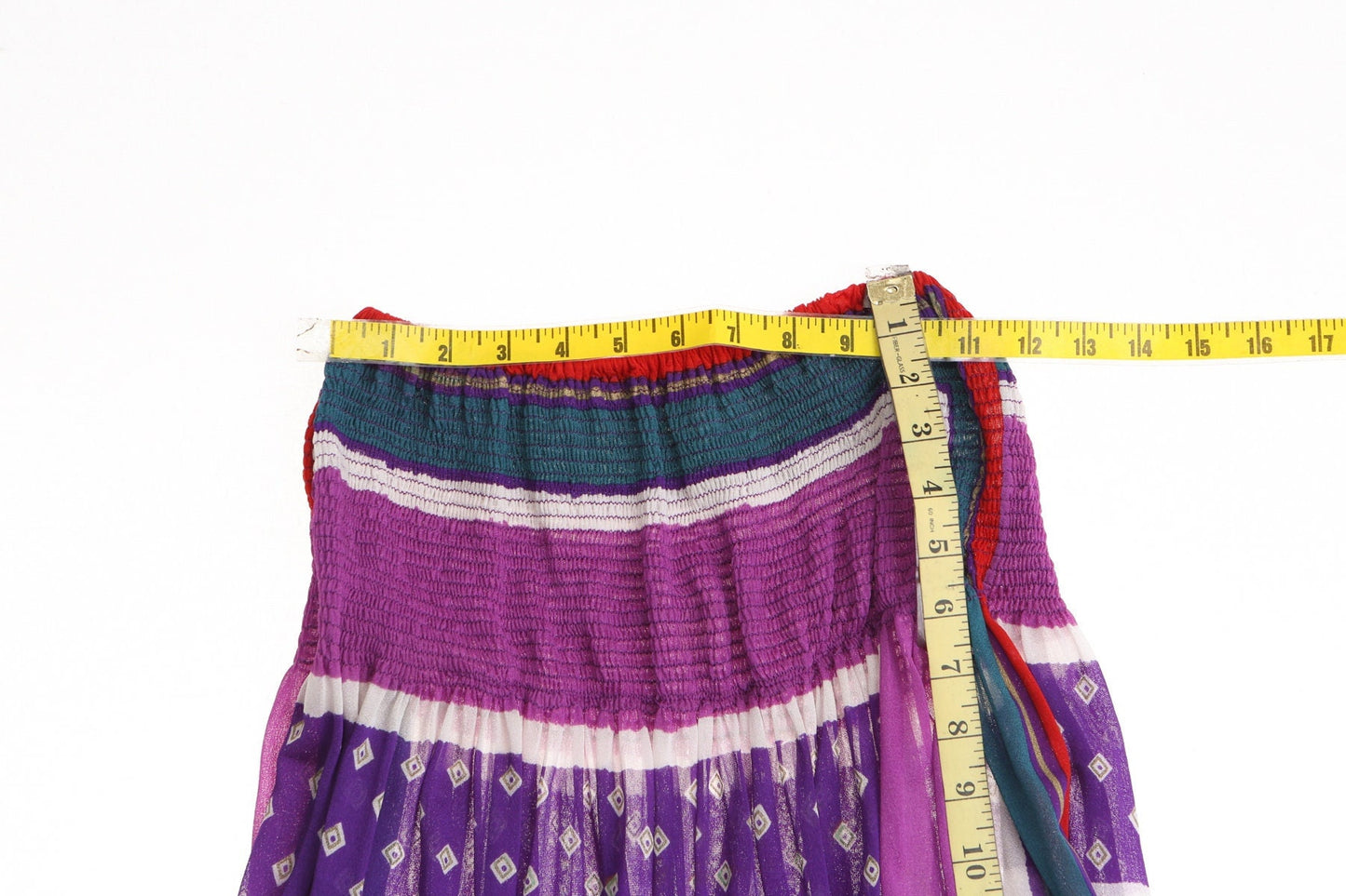 Vintage women 70's strapless jumpsuit poly purple striped disco studio 54