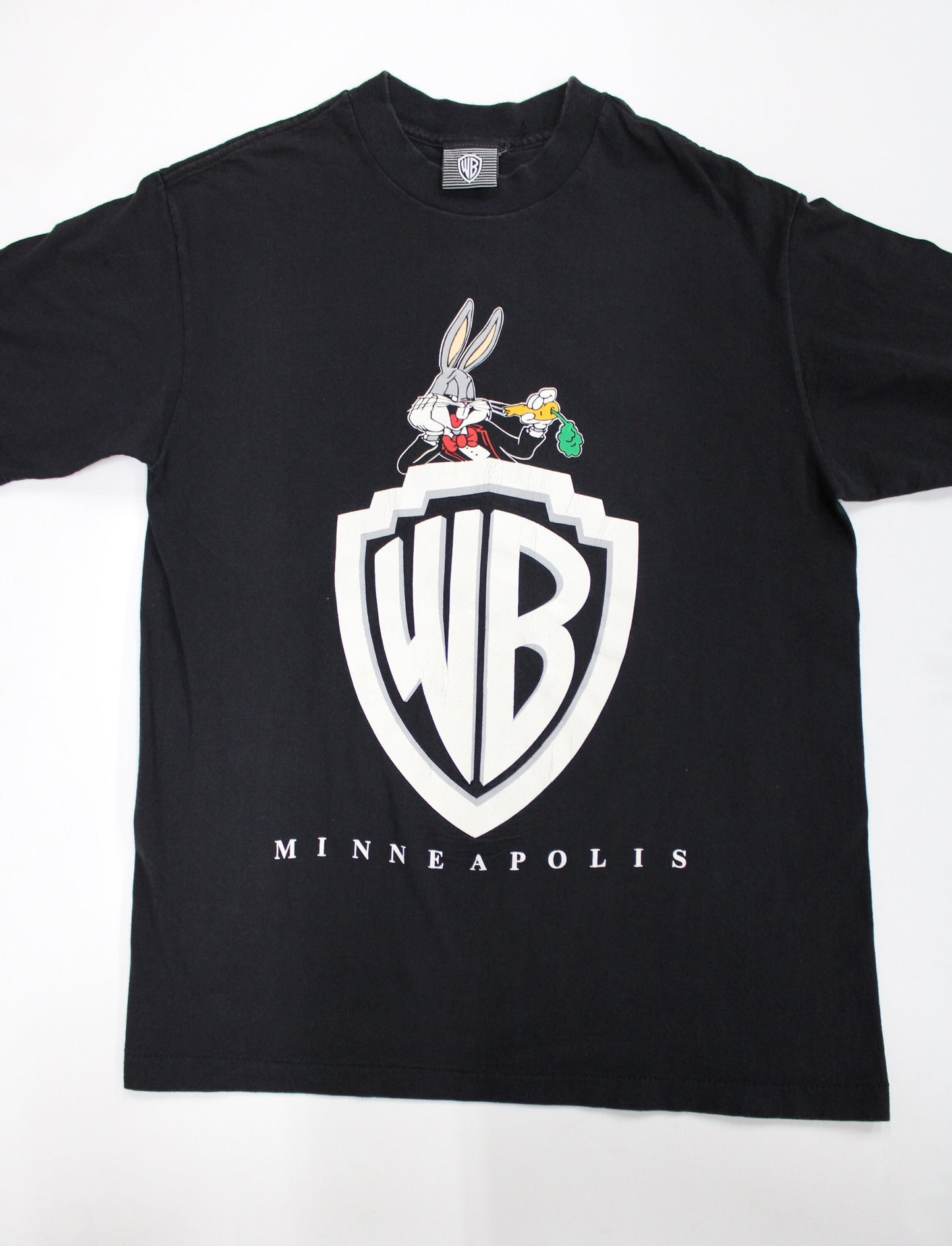 Warner brothers minneapolis vintage 90's t-shirt black bugs bunny wb 1991 made in usa