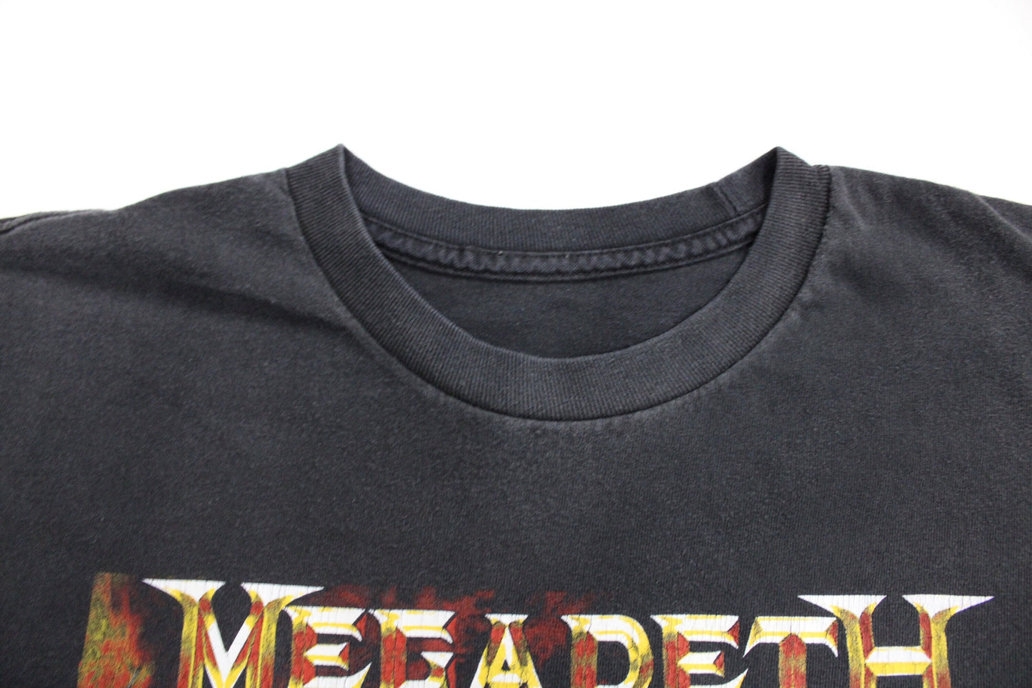 Megadeth bomb flames rock t-shirt black 90's