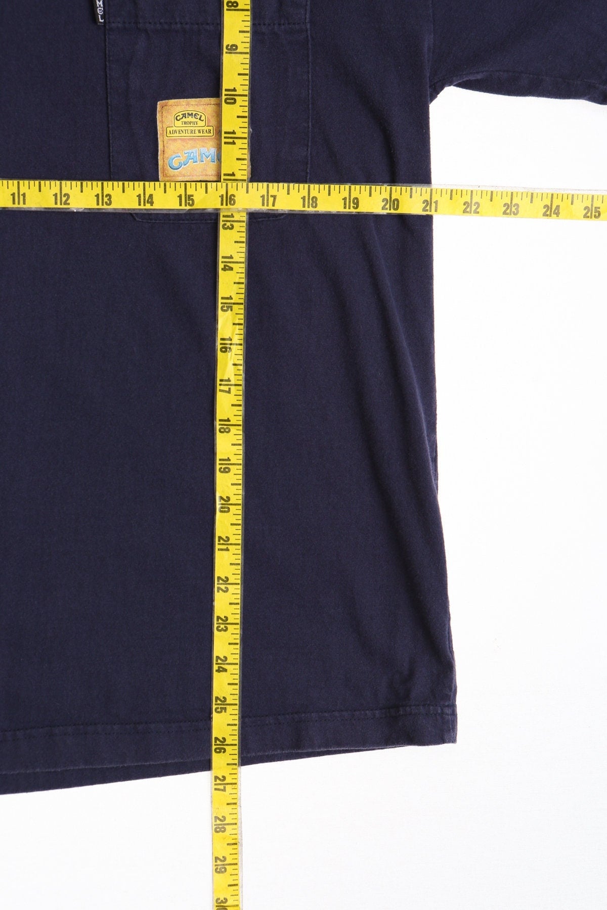 Camel vintage blue shirt adventure wear pocket front 90's