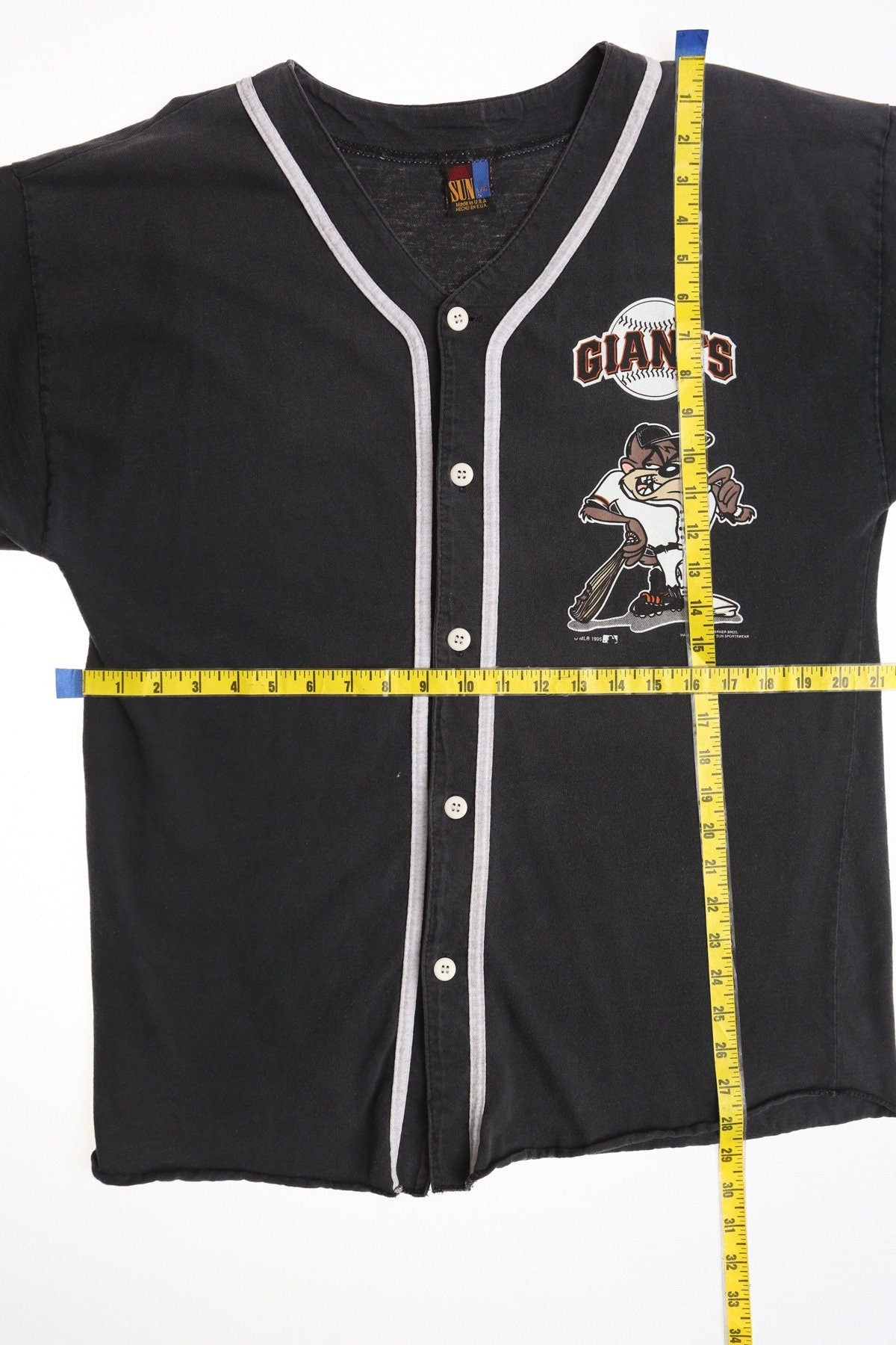 Looney tunes black baseball jersey san francisco giants taz devil 90's warner bros 1995