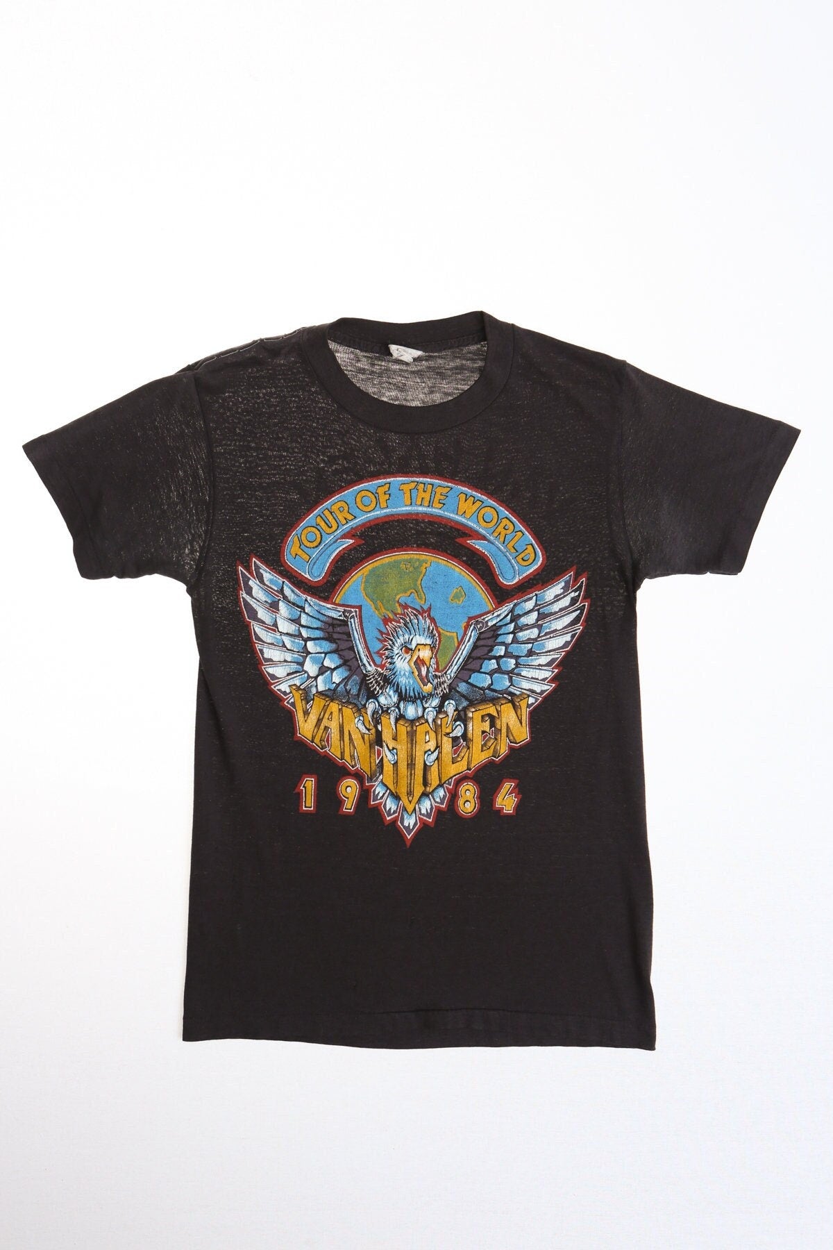 Van halen 1984 tour of the world shirt black concert tour 80's