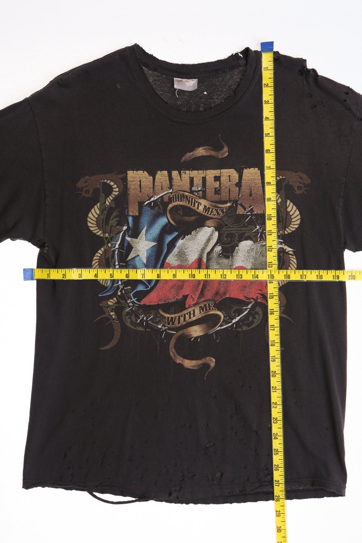 Vintage black pantera rock band shirt texas flag