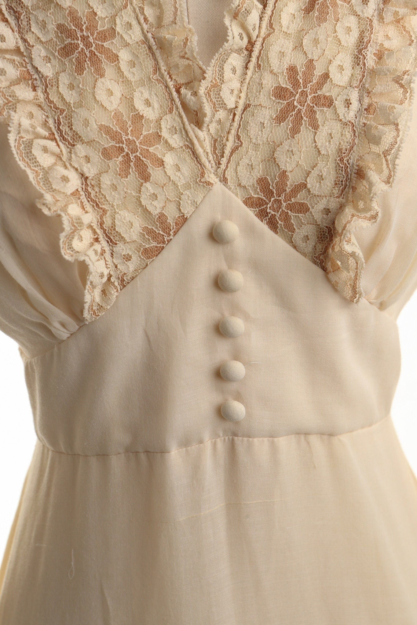 Vintage prairie 70's long beige lace dress western hippie victorian boho