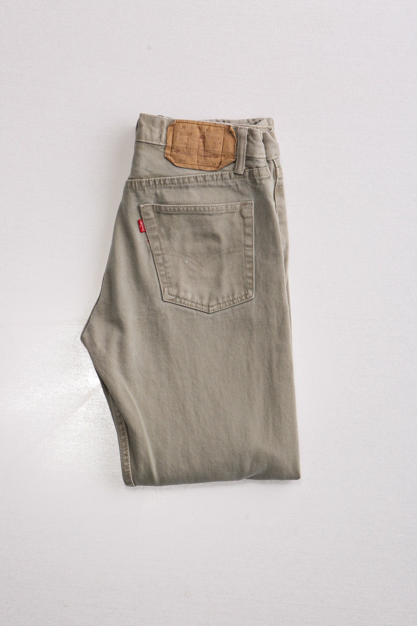 Vintage 501 levi's jeans beige khaki men high waist made in usa denim pants