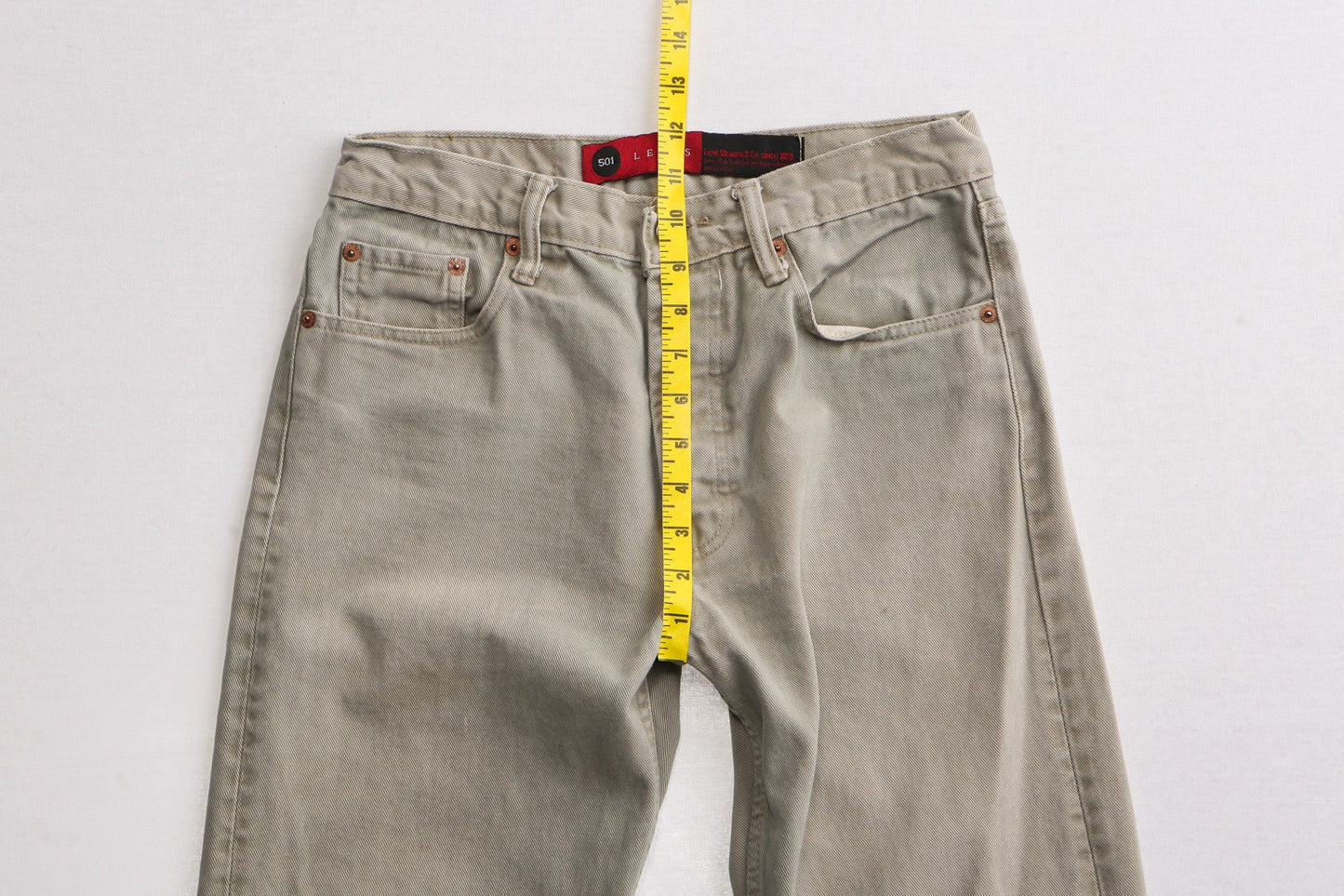 Vintage 501 levi's jeans beige khaki men high waist made in usa denim pants