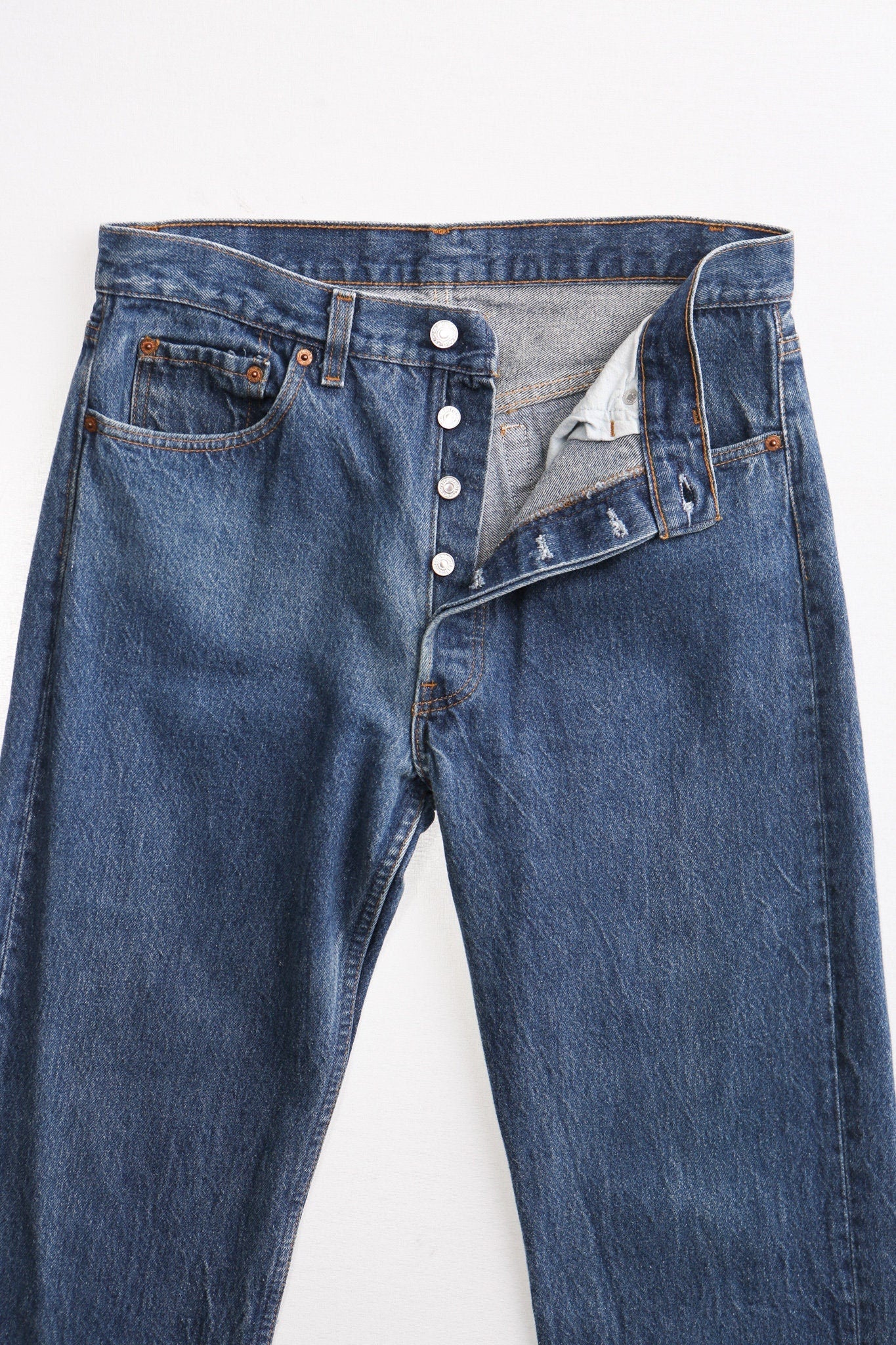 Levi's denim pants jeans medium wash vintage made in usa fly button high waist