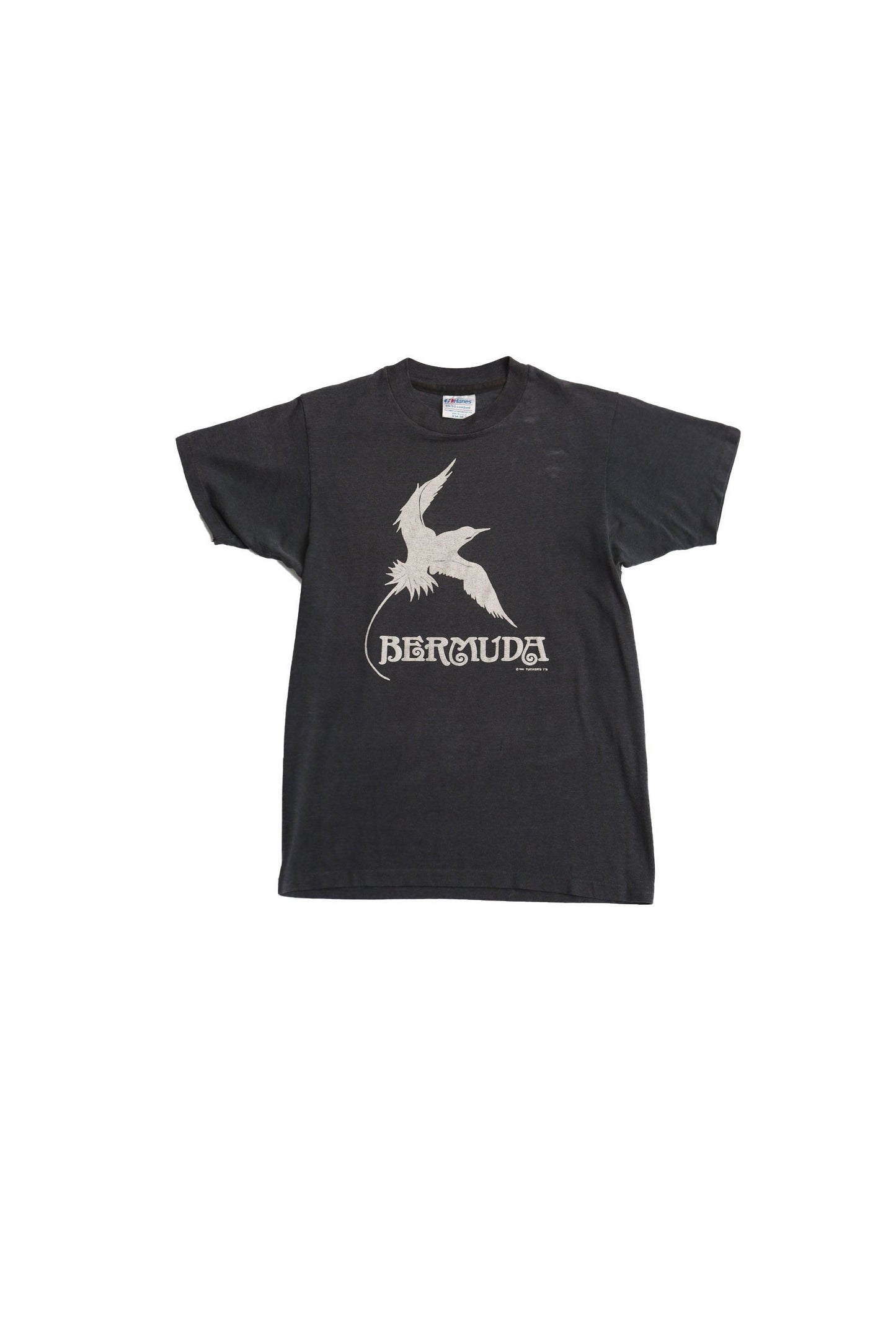 Vintage bermuda graphic t-shirt black shirt 70's bird animal print