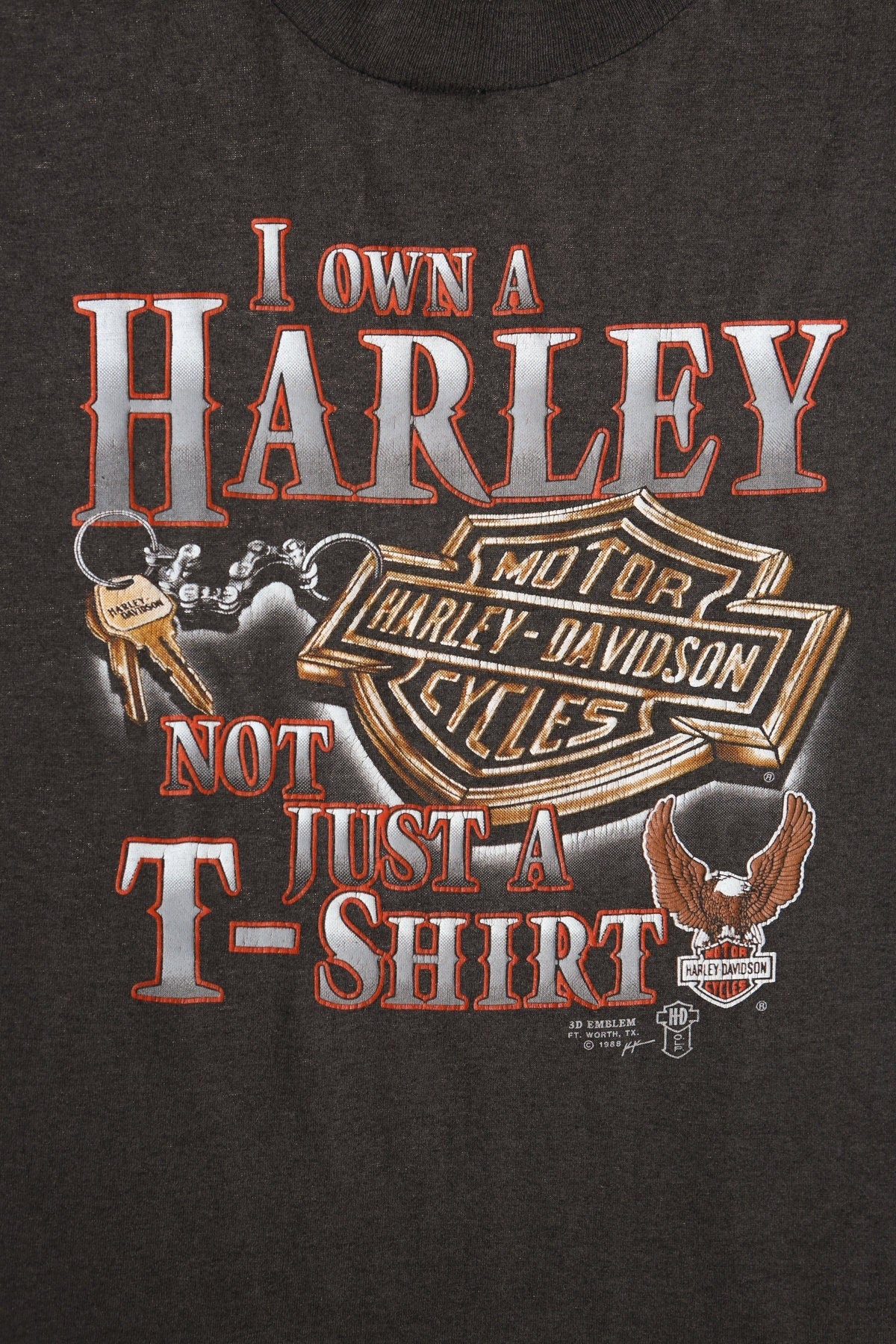 Vintage harley davidson shirt sleeveless t-shirt black 3d emblem 1988