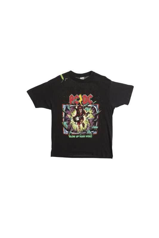 Ac dc rock t-shirt blow up your video world tour 88 vintage black shirt