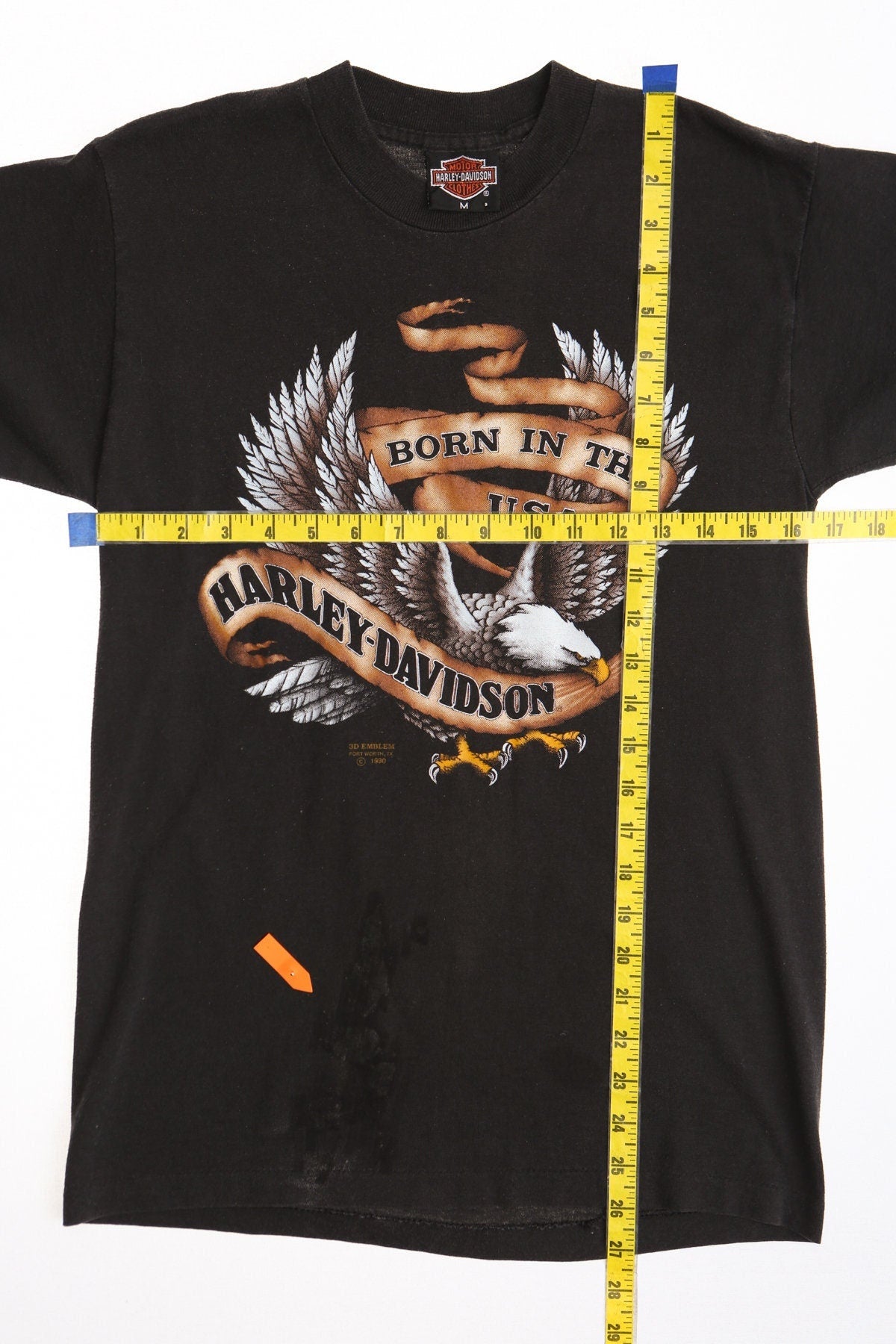 Vintage 3d harley davidson born in the usa black shirt t-shirt emblem back hills rally 50 sturgis