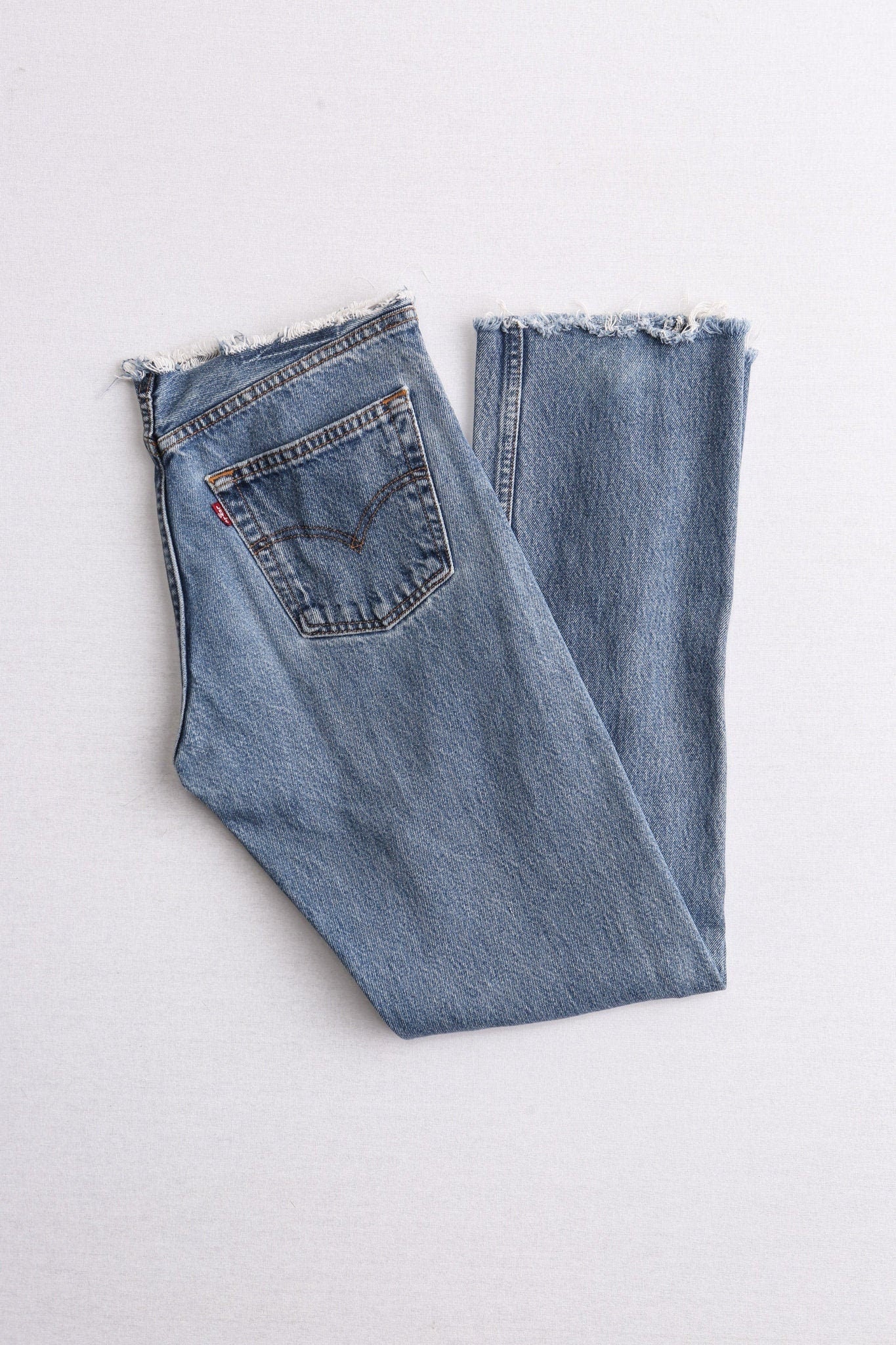 Vintage 501 levi's jeans cut off waist medium wash women high waist hand painted flowers high water cut off legs