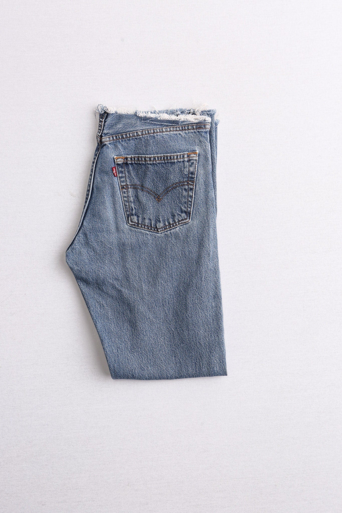 Vintage 501 levi's jeans cut off waist medium wash women high waist hand painted flowers high water cut off legs