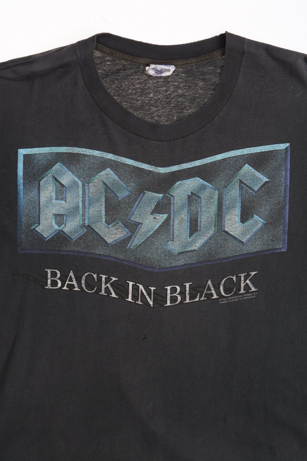 Vintage ac dc world tour 1990 1991 black back in black shirt t-shirt skinhead rock tour xl