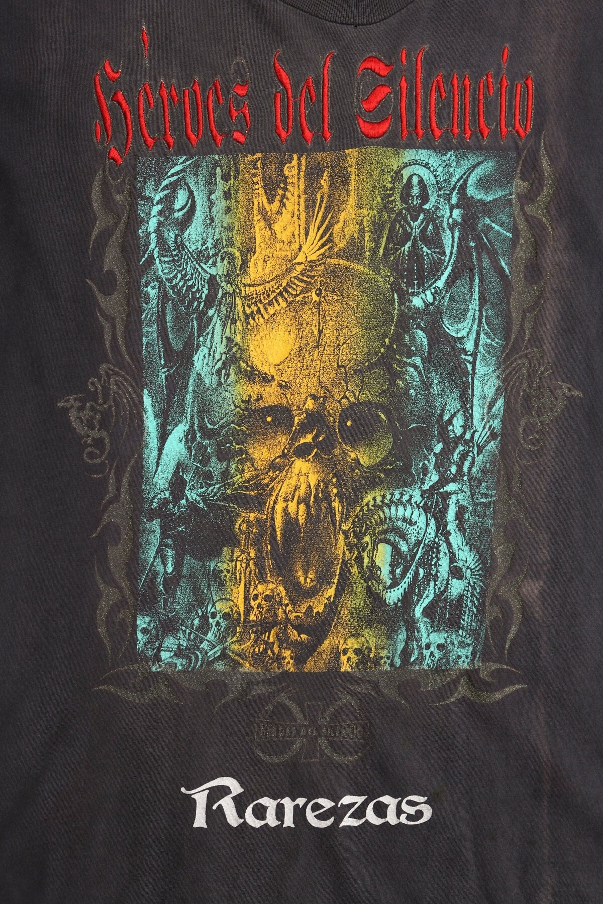 Vintage rock heroes del silencio rarezas tour concierto shirt playera black embroidered