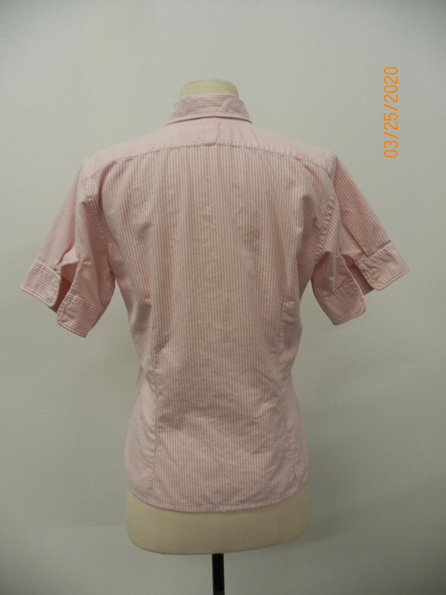 Cotton striped pink white casual top women