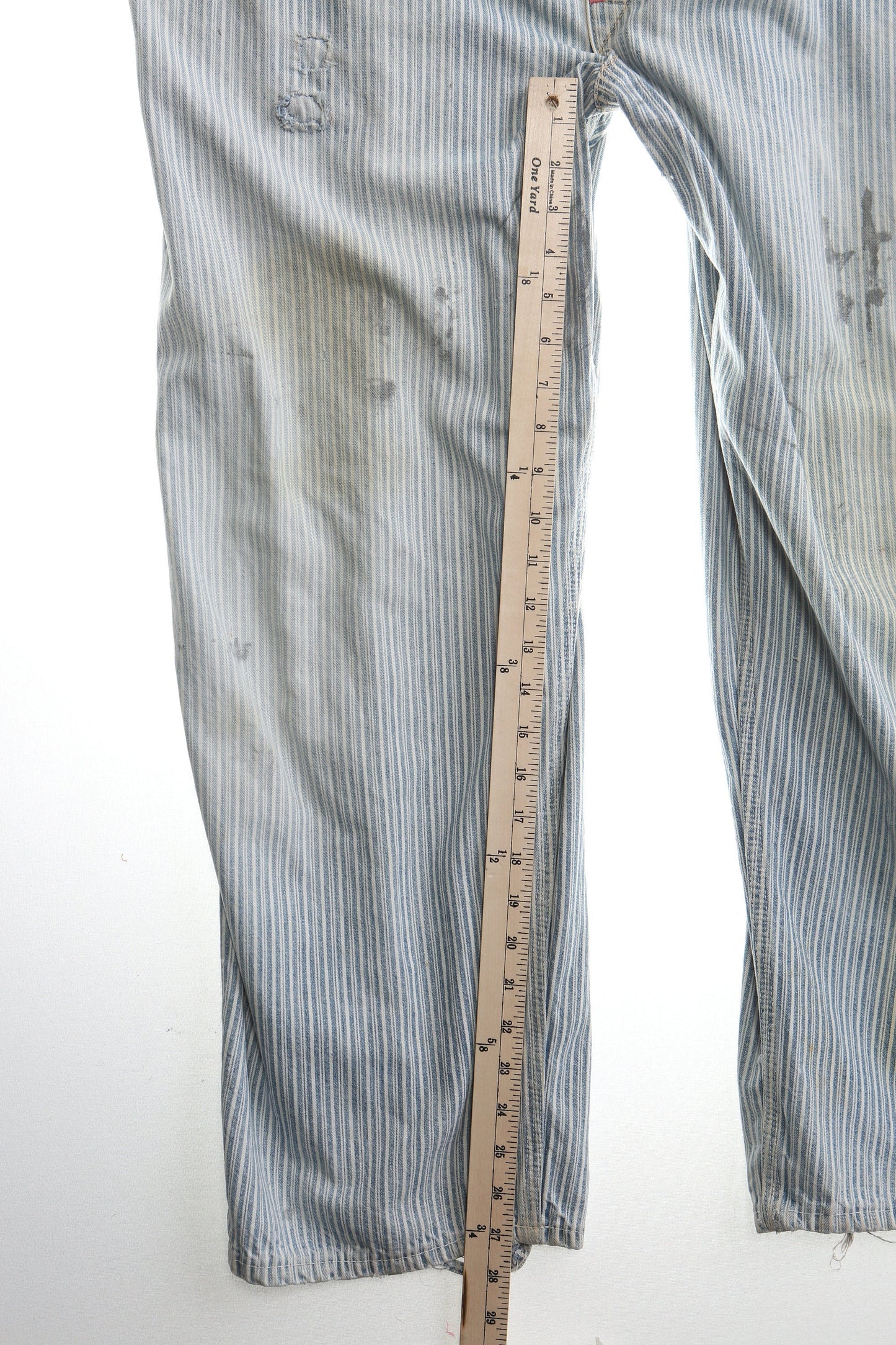 Vintage denim overalls buckhide med 50's farmer striped sanforised cotton