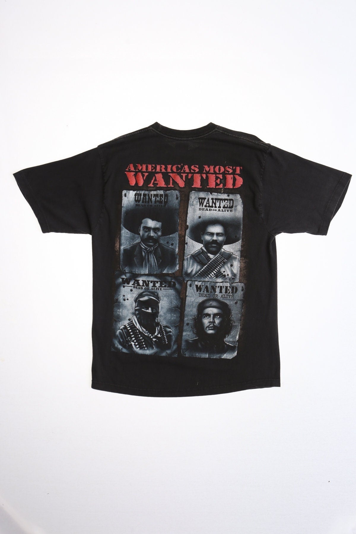 Vintage america's most wanted black shirt pancho villa emiliano zapata che gevara dead or alive comandante marcos zapatistas