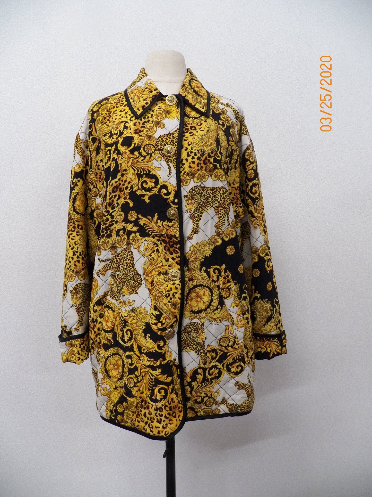 Silk women baroque gold jacket vintage 90's yellow
