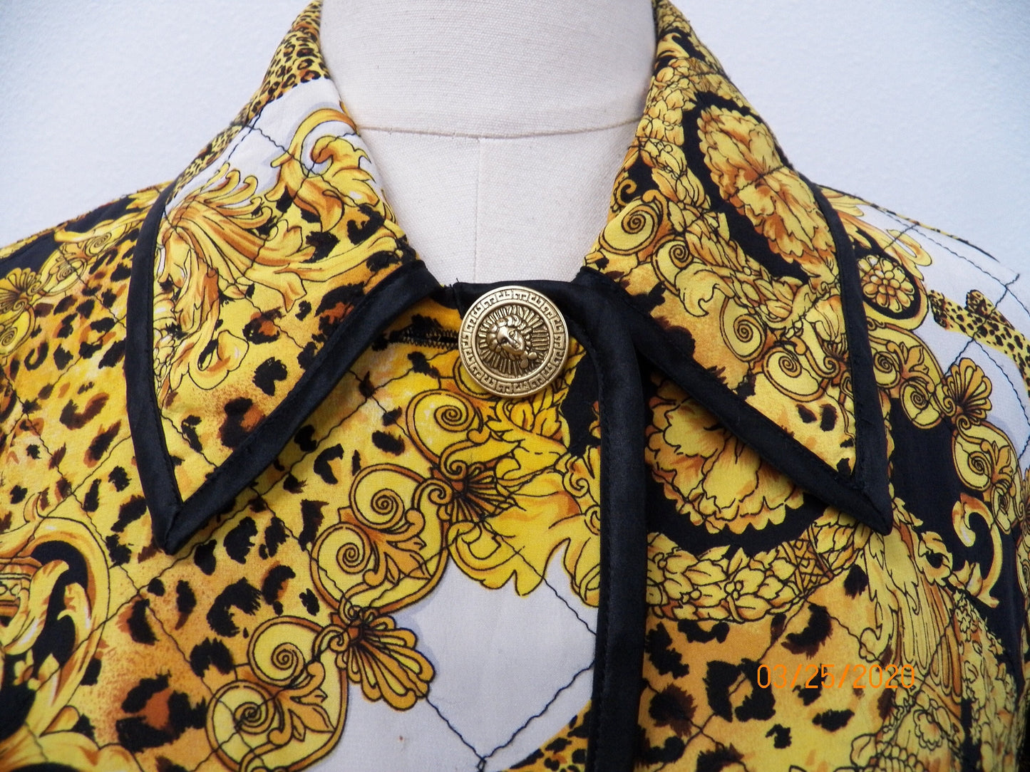 Silk women baroque gold jacket vintage 90's yellow