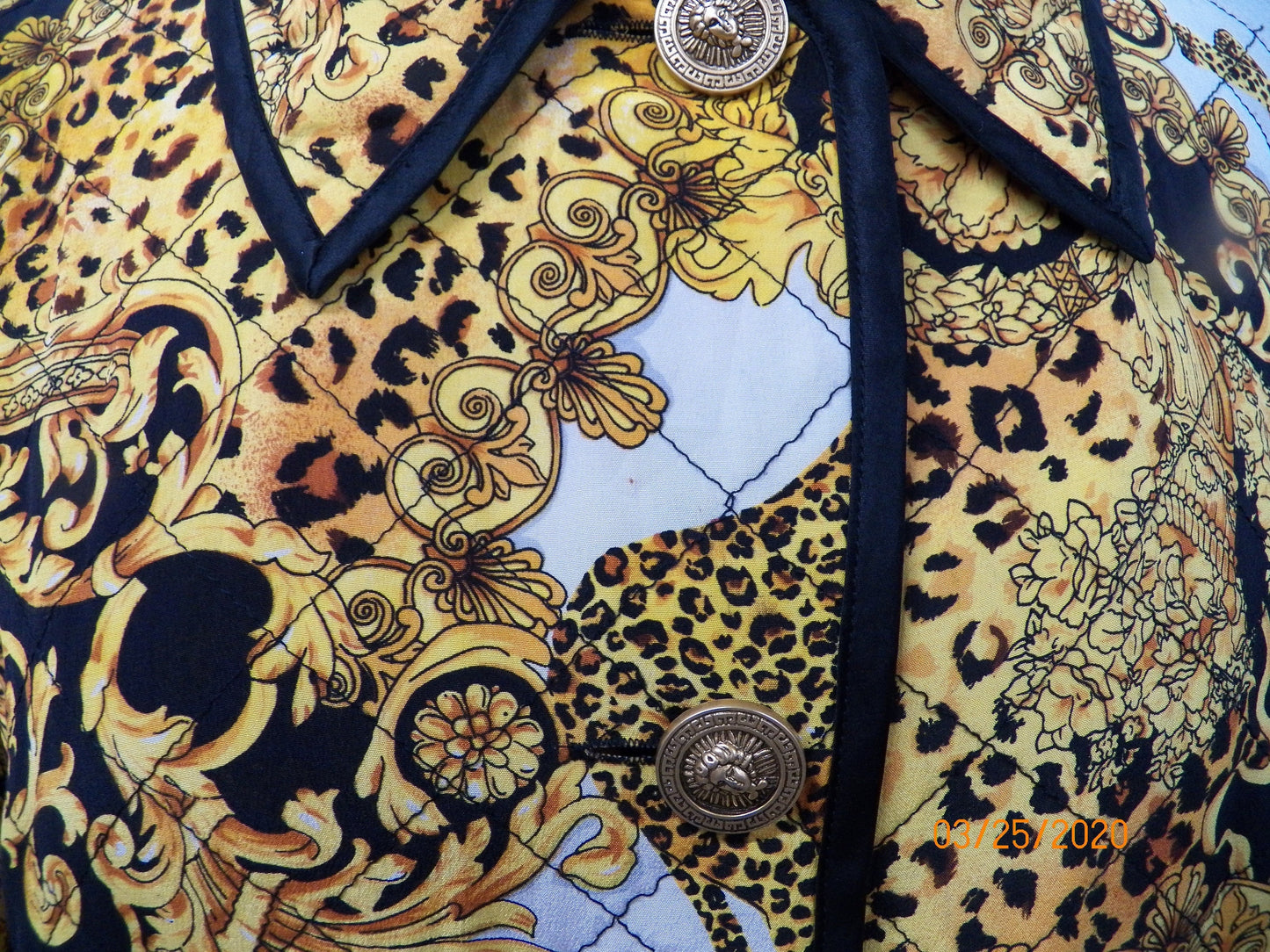 Silk women baroque gold jacket vintage 90's yellow