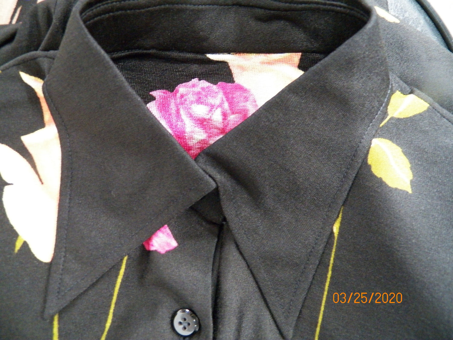 Black graphic 70's top woman vintage polyester