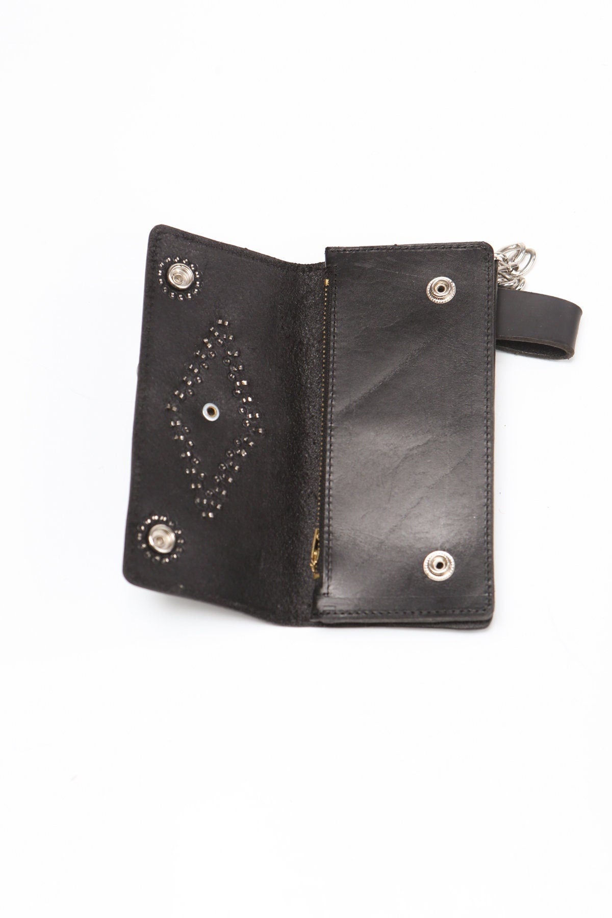 Vintage wallet black leather biker studded chain eagle rocker