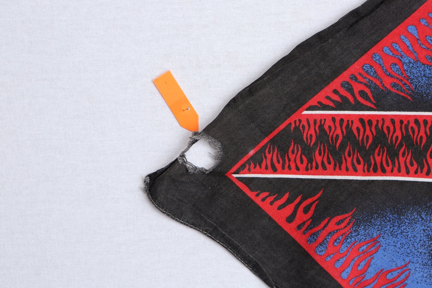 Vintage biker us rider skull print red flames black 90's bandana