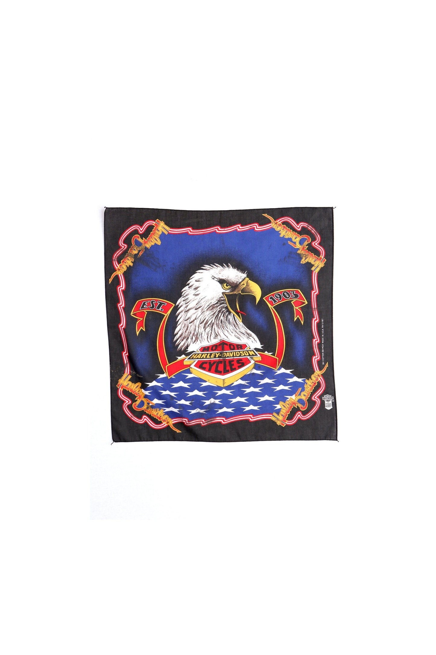 Vintage black harley davidson bandana motorcycles biker 90's 80's bald eagle usa flag