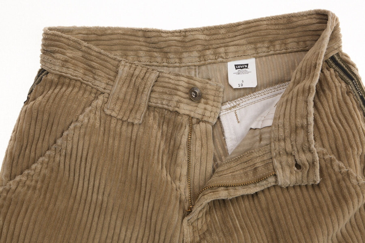Levi's women corduroy beige high waist pants size s 10 y2k carpenter boxy square