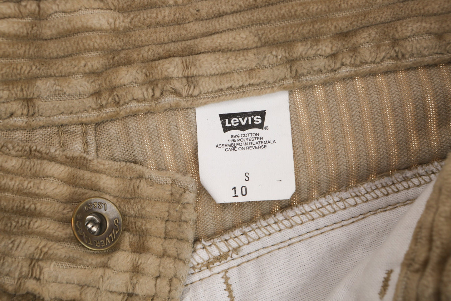Levi's women corduroy beige high waist pants size s 10 y2k carpenter boxy square