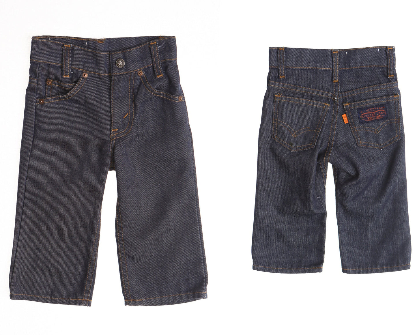 Vintage kids 70's levi's pants blue western orange tab 517 zipper