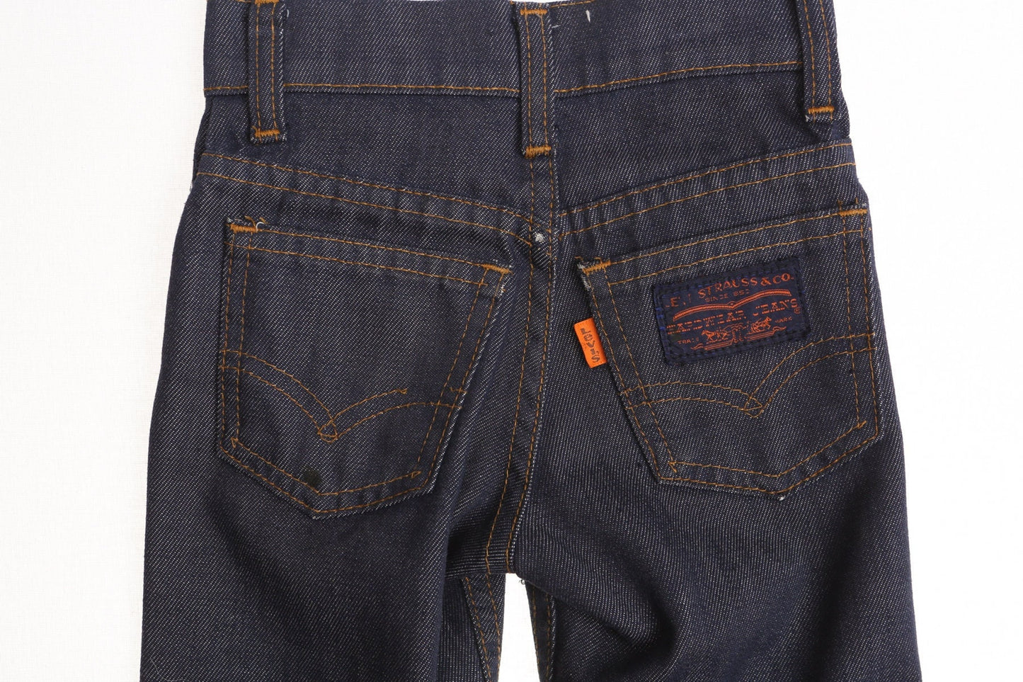 Vintage kids 70's levi's pants blue western orange tab 517 zipper