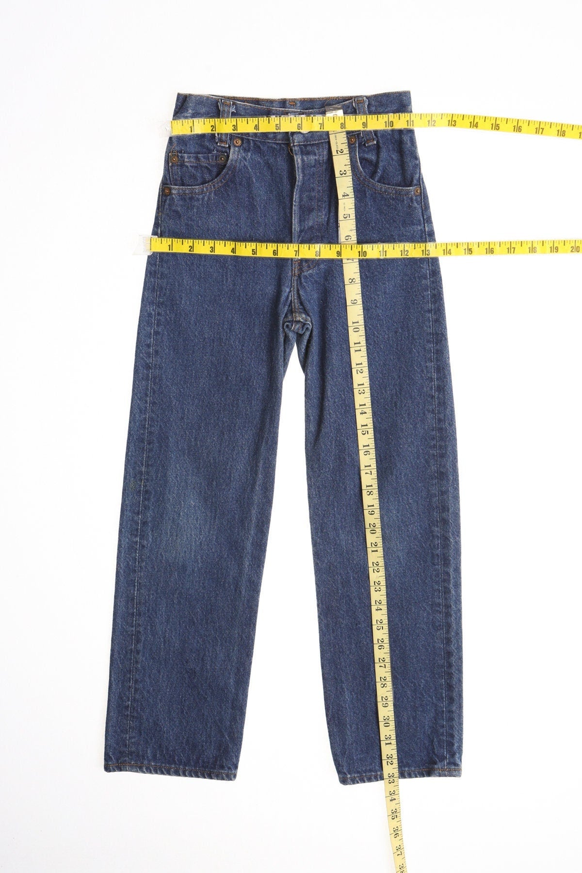 Vintage levi's jeans dark wash blue high waist wasit 24 90's made in usa 301 117