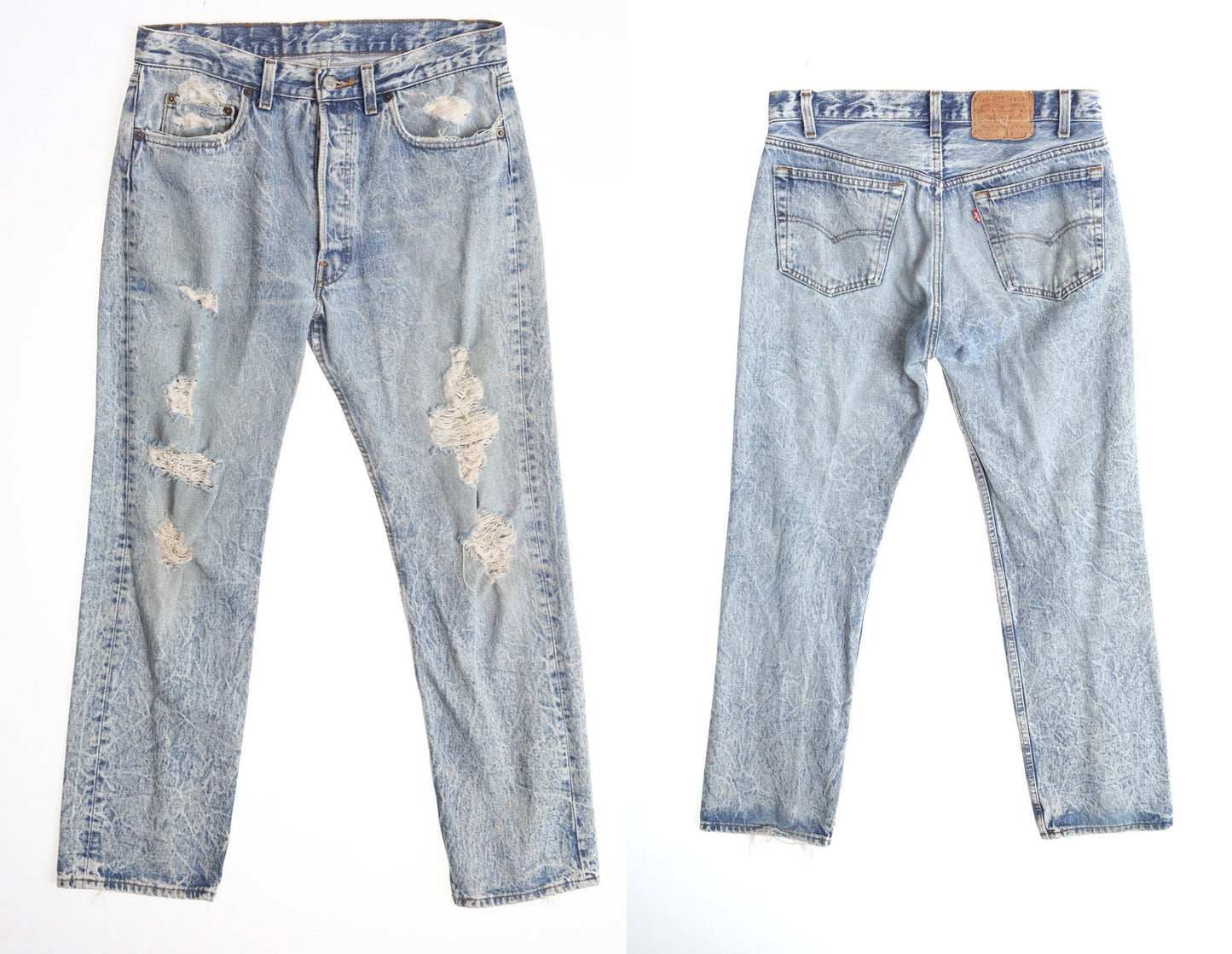 Vintage levi's stonewashed blue jeans denim pants men 90's white high waist distressed