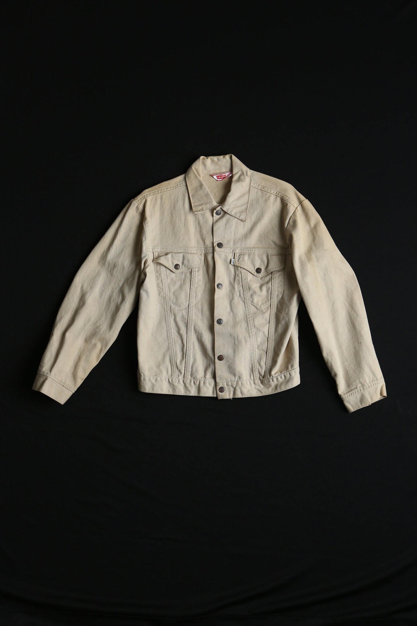 Vintage levi's cotton jacket trucker 70's beige men snap button