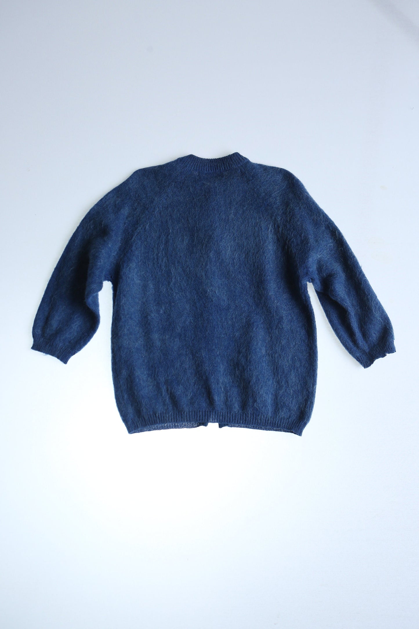 Vintage women sweater button up cardigan blue mohair 60's 50's 38 demoiselle made in usa