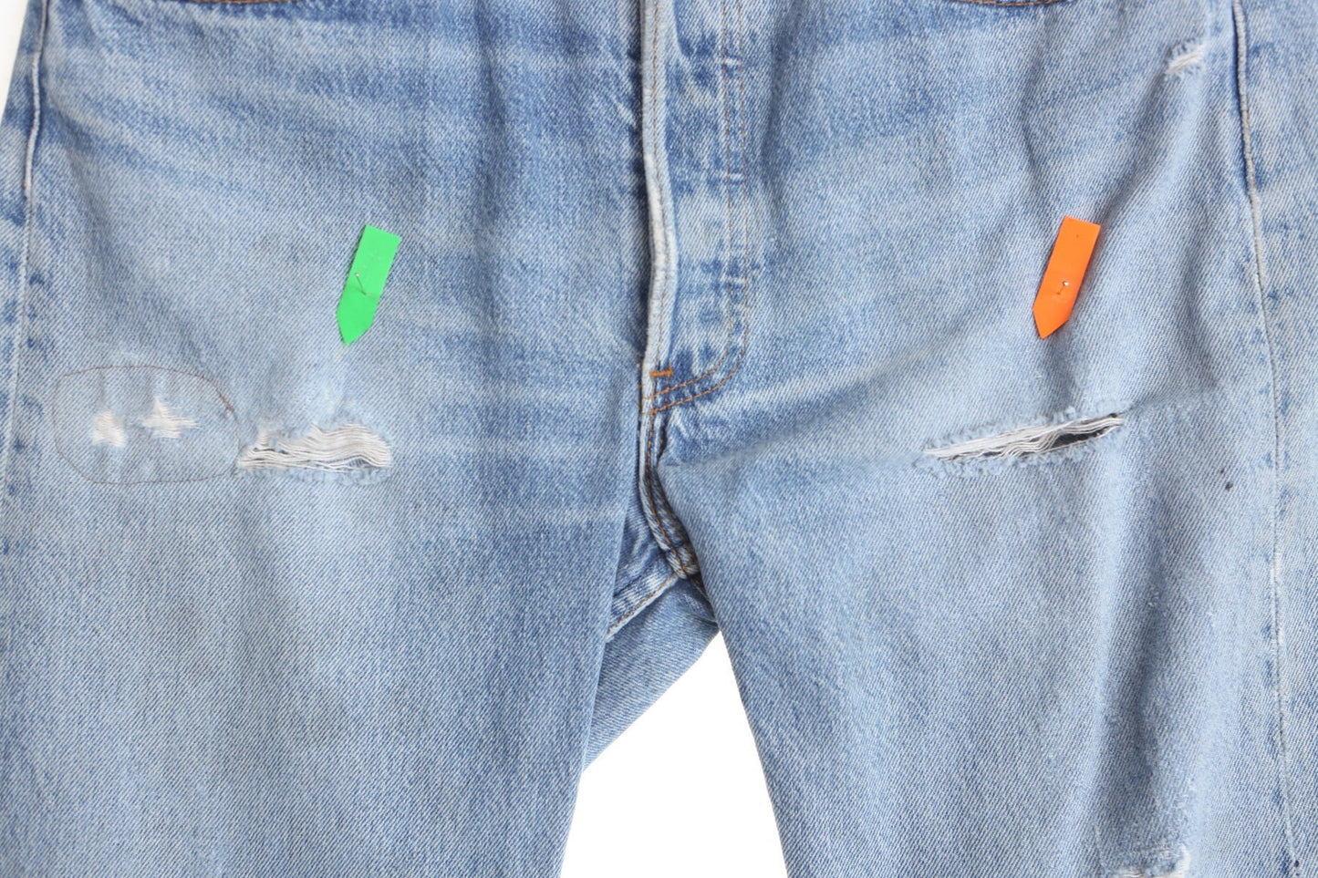 Vintage 501 levi's jeans blue distressed high waist denim pants men 90's