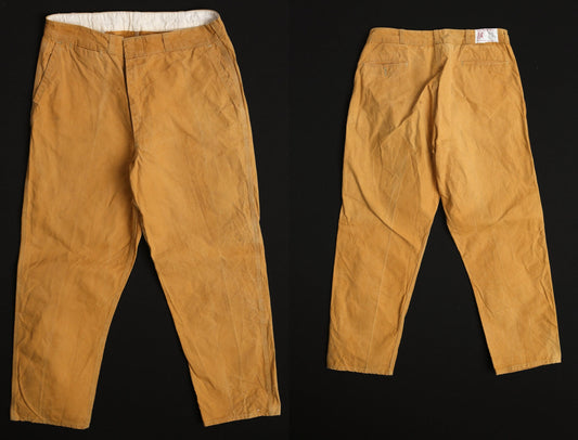Vintage men work utility pants canvas brown 50's yellow 40's 60's