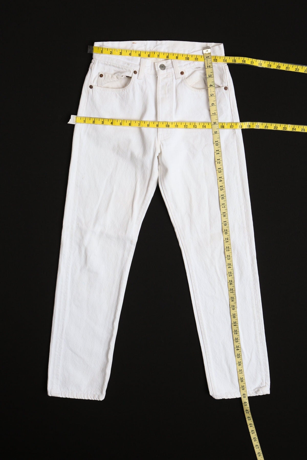 Vintage 501 levi's jeans white 90's high waist denim made in usa women high water