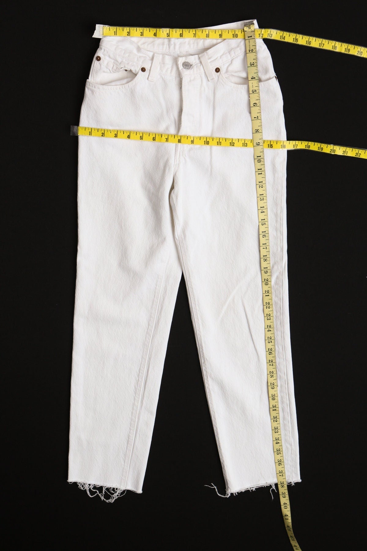 Vintage white denim pants high waist levi's made in usa jeans women 501 high water' cut off