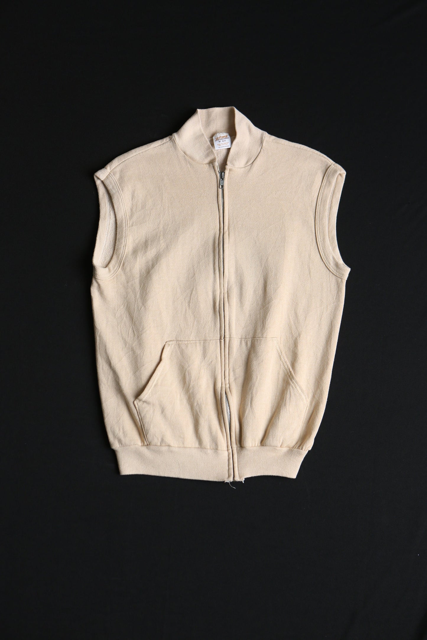 Vintage sweatshirt zipper beige sleeveless no drugs death
