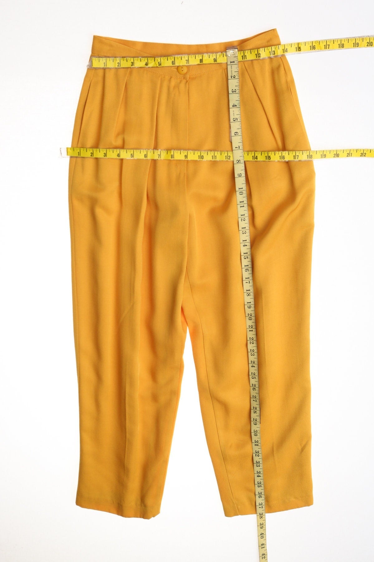 Vintage women casual 90's y2k yellow pants pleated
